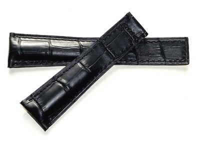 #ad 22mm Genuine Leather Black Color Alligator Style Band Strap for TAG HEUER $24.90