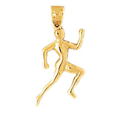 #ad 14k Yellow Gold RUNNER Pendant Charm Made in USA $103.99