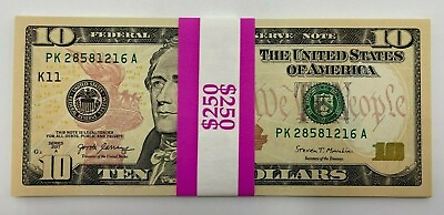#ad #ad NEW Uncirculated TEN Dollar Bills Series 2017A $10 Sequential Notes Lot of 25 $319.95