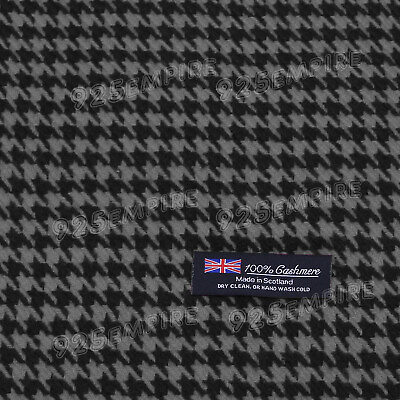 #ad Men#x27;s 100% CASHMERE Scarf Houndstooth Black Gray MADE IN SCOTLAND $7.99