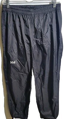 #ad Helly Hansen Rain Pants Kids Polyester Black Ankle Zip Pockets Drawstring $24.99