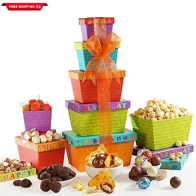 #ad #ad Food Chocolate Gift Basket Tower for Birthdays – Curated Snack Box Sweet and Sa $37.71