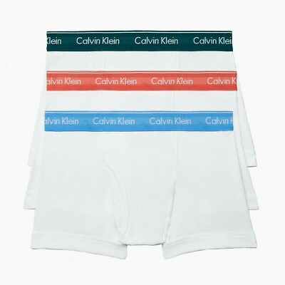 Calvin Klein Men#x27;s Underwear Cotton Stretch Brief Trunk 3 Pack White Color Belt $22.95