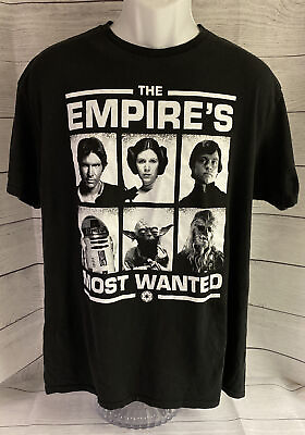 #ad STAR WARS The Empires Most Wanted T shirt Luke Leia Chewy Han R2 Yoda Sz Large $9.99