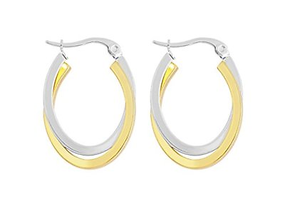 #ad Edforce Women#x27;s 2 Tone Stainless Steel Overlapping Oval Hoop Earrings 30mm $9.99