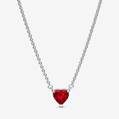 #ad #ad New Genuine Pandora Sparkling Heart Halo Pendant Collier Necklace 392542C01 45cm GBP 69.99