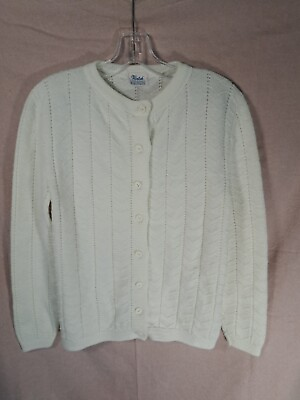 #ad Preowned Women#x27;s Vintage Wintuk Button Up White Sweater Size Small EUC $12.00