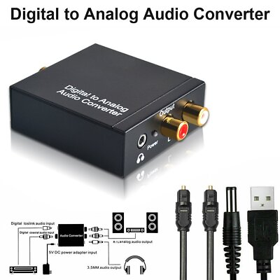 #ad Optical Coaxial Toslink Digital to Analog Audio Converter Adapter 3.5mm RCA L R $13.96