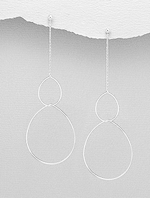 #ad 1.3g Solid Sterling Silver 2.8quot; Long Double Hoop Dangle Earrings 1.3g SEXY $25.16