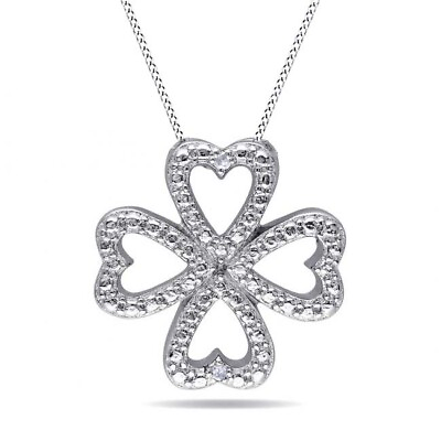 #ad #ad Love Heart Flower 925 sterling Silver 0.01 CT Diamond Necklace 18quot; Chain $36.79