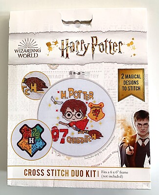 #ad Wizarding World Harry Potter Cross Stitch Duo Kit Hogwarts Crest amp; Quidditch $17.99