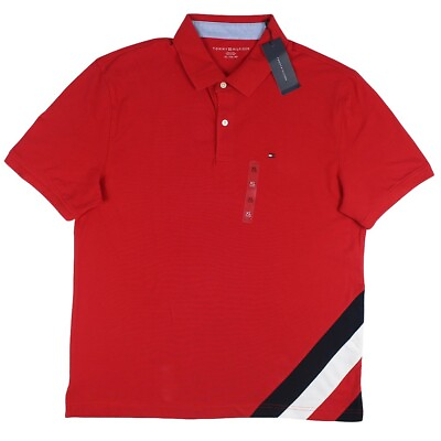#ad Men#x27;s Tommy Hilfiger Short Sleeve Collared Casual Polo Shirt Red 78J9602600 $29.99