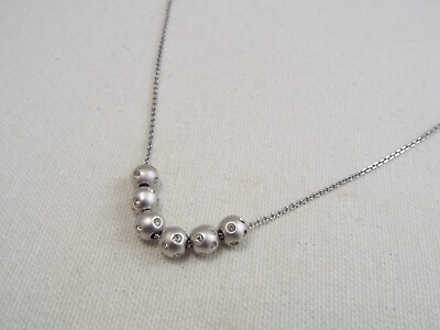 #ad Silvertone Rhinestone Beads Chain Necklace A6 $4.98