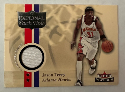 #ad 2001 02 Fleer Platinum JASON TERRY National Patch Time Game Worn Jersey card $4.50