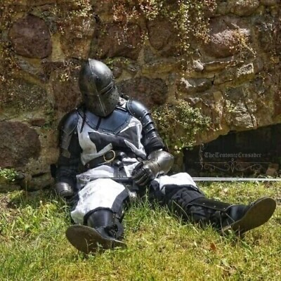 #ad Medieval Black Templar Knight Full Body Set Armour Cosplay Halloween Suit $266.11