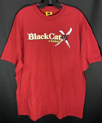 #ad Vintage Black Cat X Series Firecrackers Red Tshirt Fireworks Goth Y2K Emo Sz XL $14.99
