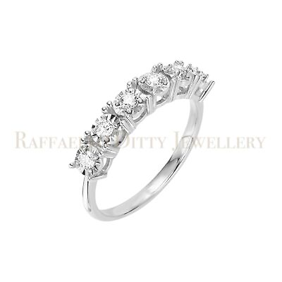 #ad 0.34 Ct Diamond Band Ring Real 14K White Gold Half Eternity Gift for Mom $660.22