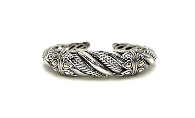 #ad JAI Sterling Silver amp; 14k Yellow Gold Twisted Rope Design Cuff Bracelet. 6 1 2quot; $212.49