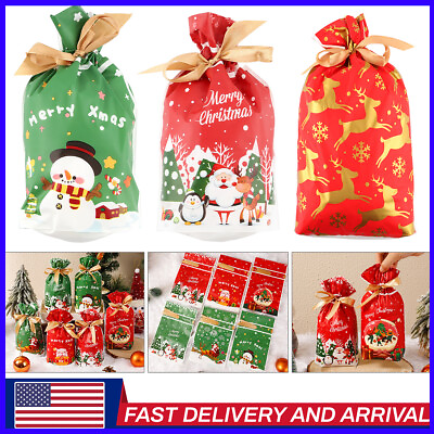 #ad #ad 30Pcs Christmas Sacks Party Gift Bags Drawstring Wrap Present Sturdy Storage US $10.48