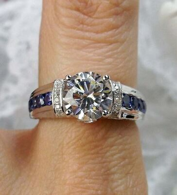 #ad 2.10Ct Prong Set Round Cut Lab Created Diamond 14k White Gold Engagement Ring $248.08
