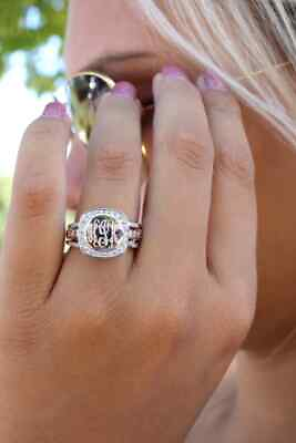 #ad Sterling Silver Monogram Stackable Rings Two Tone Ring Set Initial Ring $39.99
