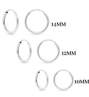 3 Pack 925 Solid Sterling Silver Hoop Earrings Endless Hoop Earrings Set $9.99