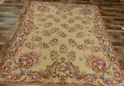 #ad 8#x27;x10#x27; Stunning French floral hand knotted wool Needlepoint Aubusson area rug $536.70