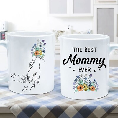 #ad #ad Personalized Mom Holding Hand Flowers Mugs Mothers Day Gift for Grandma Mom $16.99
