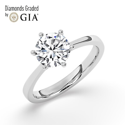 #ad GIA 1 CT Solitaire 100% Natural Round Diamonds Engagement Ring 950 Platinum $4050.80