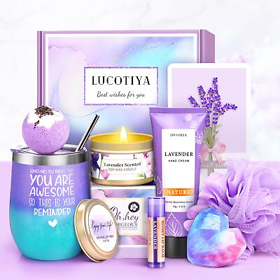 #ad #ad LUCOTIYA Birthday Gifts for Women Gift Basket for Women Wine Tumbler Self Care $34.76