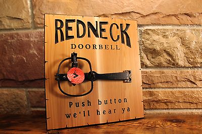 #ad Redneck Doorbell Carved Cedar Novelty Sign Gift Decor Funny Signs Plaques Door $48.97