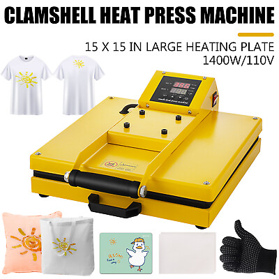 #ad 15quot;X15quot; DIY Digital Clamshell T shirt Heat Press Machine Sublimation Transfer $125.90