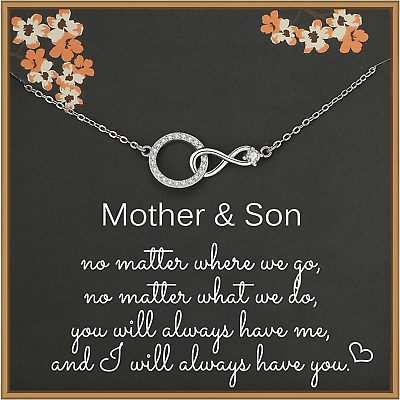 #ad Mothers Day Gift for Mom Mother Son Necklace 925 Sterling Silver Infinity Neck $26.38