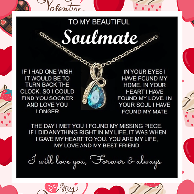 To My Soulmate Wife Necklace Gift for Valentine Fiancée Girlfriend Gifts for Her $28.99