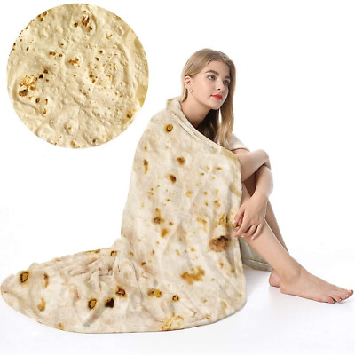 #ad Mexican Fleece Tortilla Christmas Blanket 3D Round Corn Towel Pancake XL 70#x27;#x27; $25.99