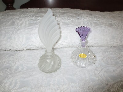#ad #ad 2 UNUSED Vintage CRYSTAL PERFUME BOTTLES w Dabbers 7quot; amp; 5 1 2quot; Tall $20.00