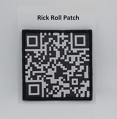 #ad Rick Roll QR Code Funny Morale Meme Embroidered Hook amp; Loop Patch $6.99