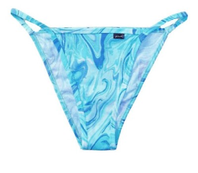 #ad PINK VICTORIA SECRET Cotton High Leg String Bikini Panty XS S M L XL Blue Marble $11.95