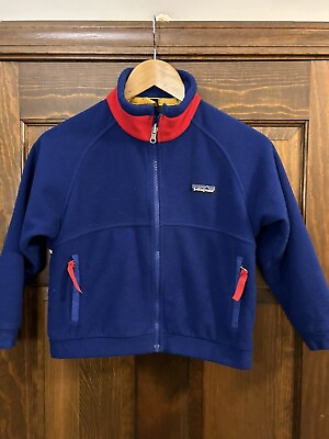 #ad Vintage Patagonia Fleece Zip up Jacket Kids 5 6 Blue $39.99