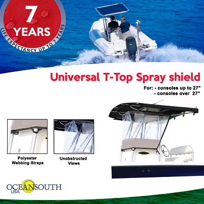 #ad Oceansouth T Top Enclosure Spray Shield Clear Spray Curtain Up to and Over 27quot; $122.47