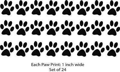 1 inch Paw Print Bundle Cat Dog Pet Prints Set Of 24 Decal Window Sticker Car $3.18