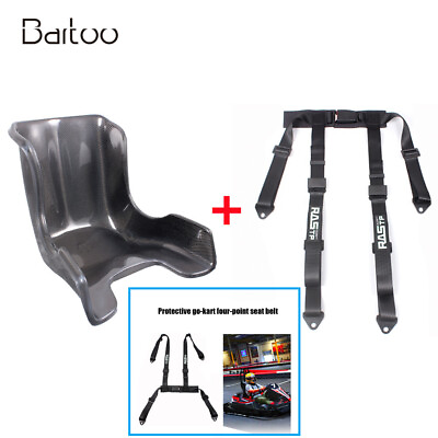 #ad Go Kart Seat True Carbon Fiber4 Point 2quot; Quick Release Safety Seat Belt Harness $610.55