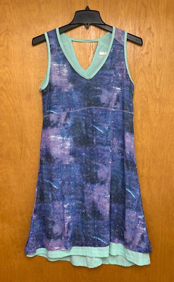 #ad Marmot Women#x27;s Large Larissa Dress Blue Purple Mint Sleeveless A Line V Neck $20.00