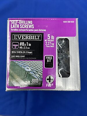 #ad 5 LB 880ct Everbilt #8 X 1” In Self drilling Lath Screws Metal To Metal $30.00