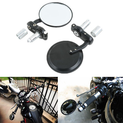 #ad Universal 3quot; Round 7 8quot; Handle Bar End Rearview Mirror Fit For Harley Honda $12.99