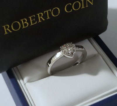 #ad ROBERTO COIN 18K White Gold Diamond Heart Ring w Ruby sz 7 Pristine $1650 $599.00