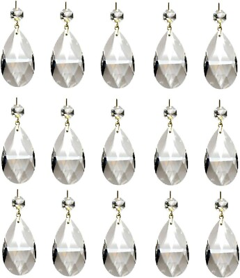 #ad 15 Pieces Clear Teardrop Crystal Chandelier Gold Pinningangel Tears Series Decor $14.51