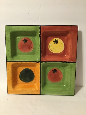 #ad Gift Import Ceramic hand painted square serving platter 13quot; NEW $9.90