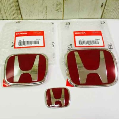 #ad #ad Set of 3PCS Front Rear Steering Red H Emblem For 2016 2021 HONDA CIVIC SEDAN 4DR $28.77