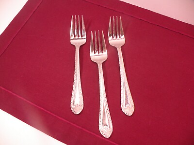 #ad Set Of 3 Reed amp; Barton ROYAL BRITANNIA Stainless Glossy Salad Forks Flatware 7quot; $18.27